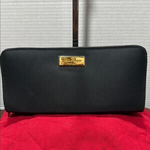 VTG PALOMA PICASSO BLACK NYLON ZIP AROUND PARFUMS CASE W/GOLD METAL LOGO